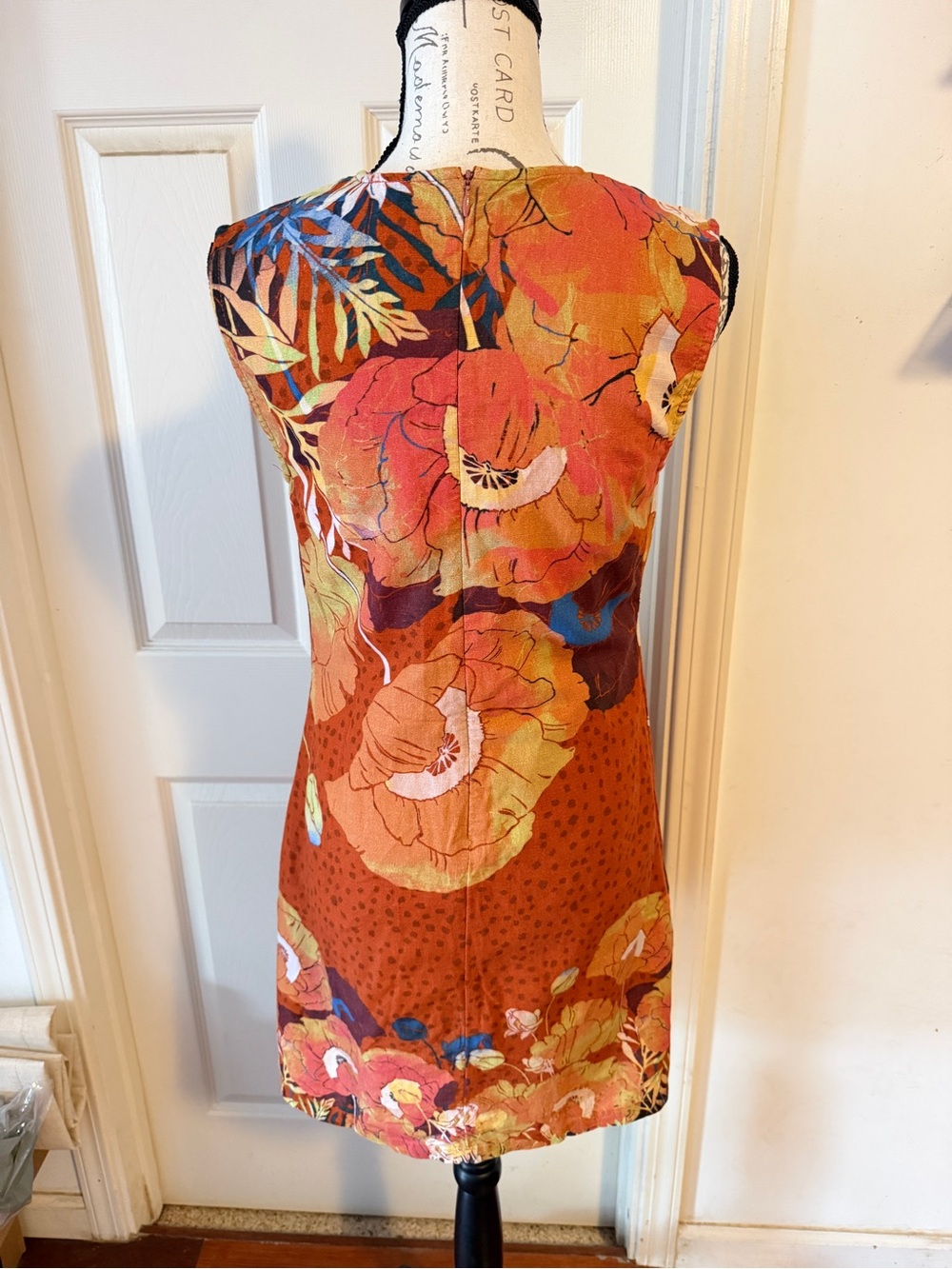 Anthropologie Rust Orange Floral Mini Dress by Conditions Apply - Picture 4 of 7